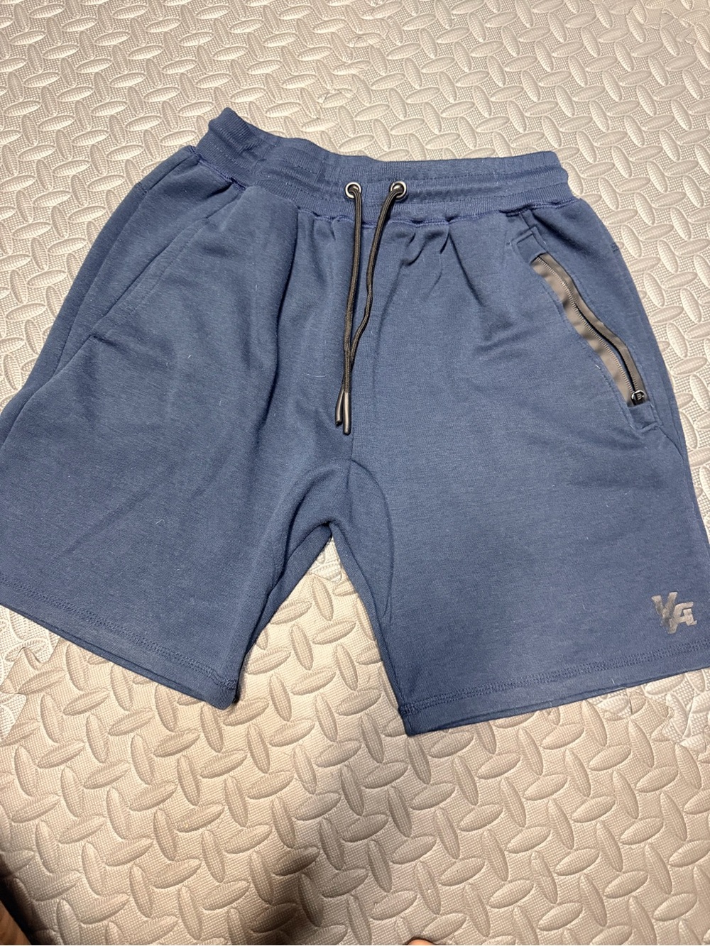 YoungLA Navy Athletic Drawstring Shorts with Zipper Pocket